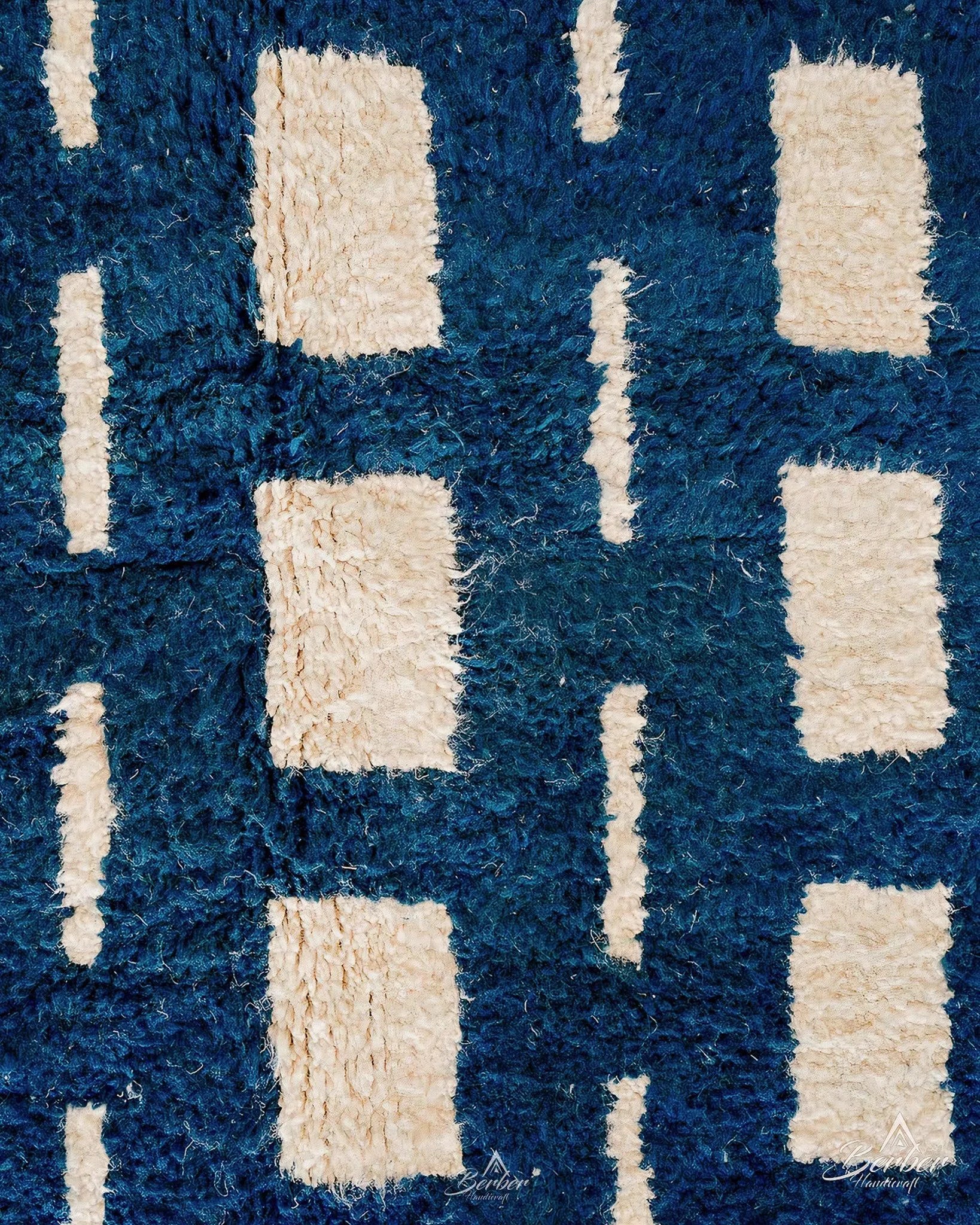 Contemporary Blue Carpet 3 X 5 Ft | 90 X 150 Cm / With Tassels / Short (0.4” / 1 cm)
