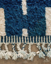 Contemporary Blue Carpet 3 X 5 Ft | 90 X 150 Cm / With Tassels / Short (0.4” / 1 cm)