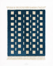 Contemporary Blue Carpet 3 X 5 Ft | 90 X 150 Cm / With Tassels / Short (0.4” / 1 cm)