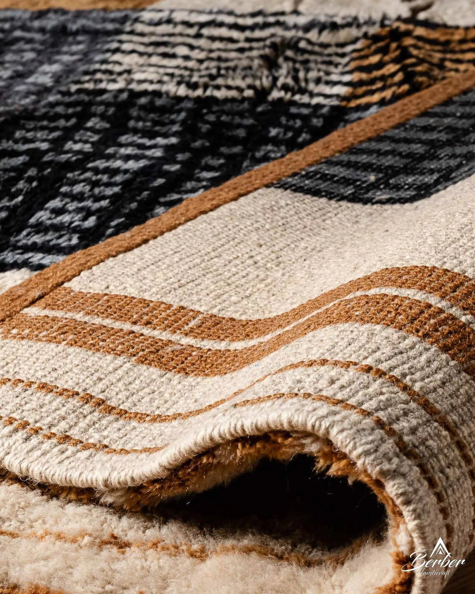 Contemporary Brown Rug-Berber Handicraft