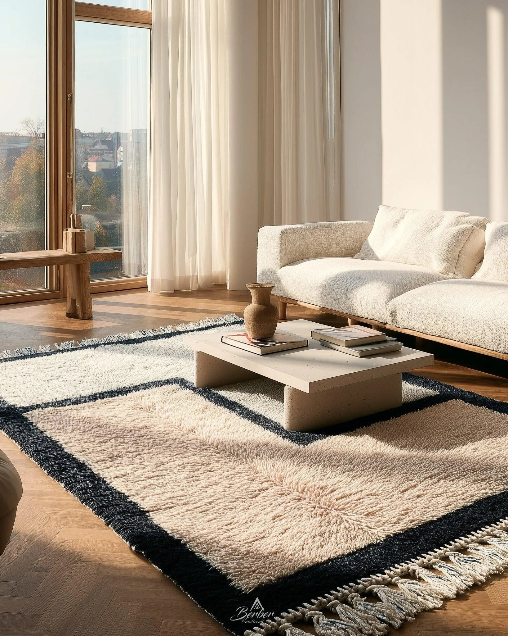 Custom Berber Rug 3 X 5 Ft | 90 X 150 Cm / With Tassels / Short (0.4” / 1 cm)