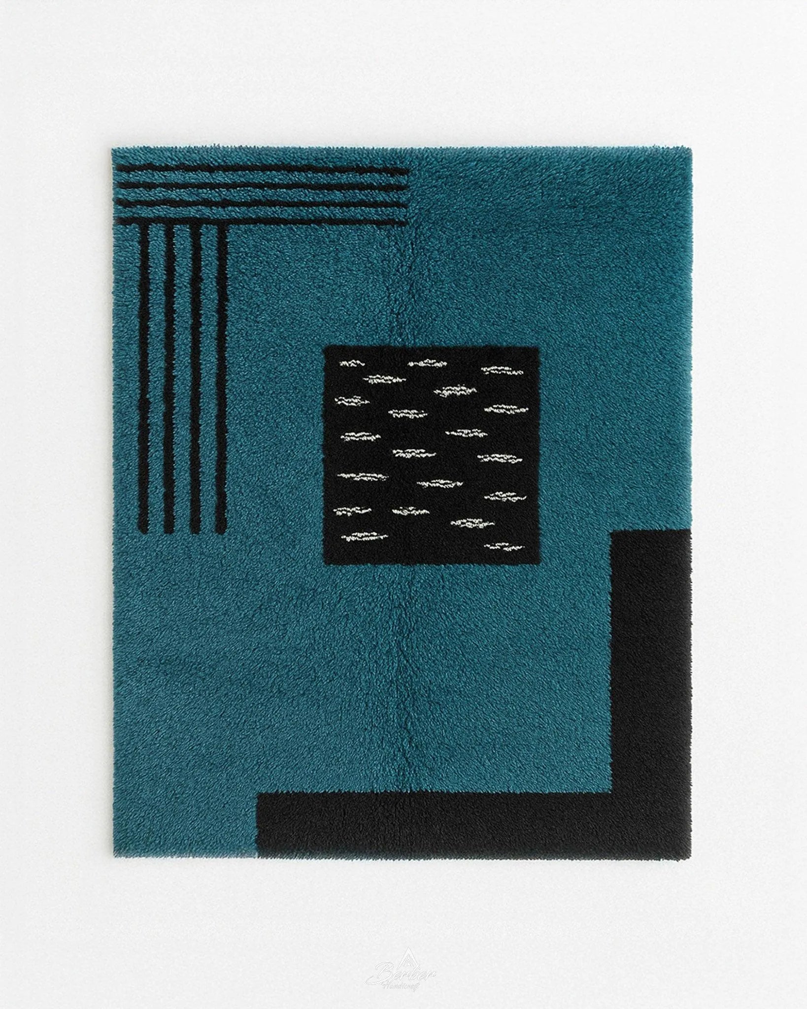 Custom Blue Rug 3 X 5 Ft | 90 X 150 Cm / With Tassels / Short (0.4” / 1 cm)