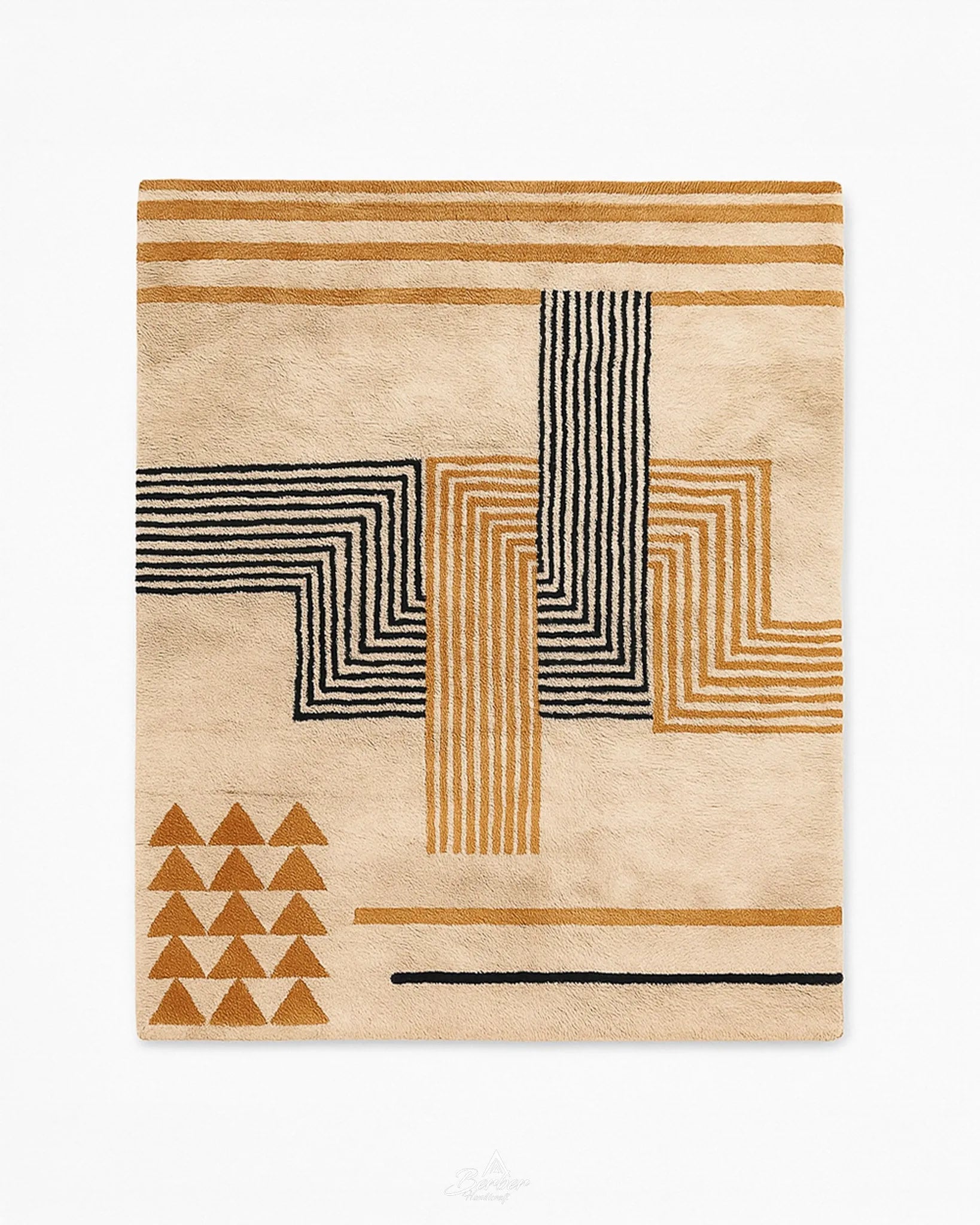 Custom Brown Wool Rug 3 X 5 Ft | 90 X 150 Cm / With Tassels / Short (0.4” / 1 cm)