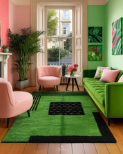Custom Green Rug 3 X 5 Ft | 90 X 150 Cm / With Tassels / Short (0.4” / 1 cm)