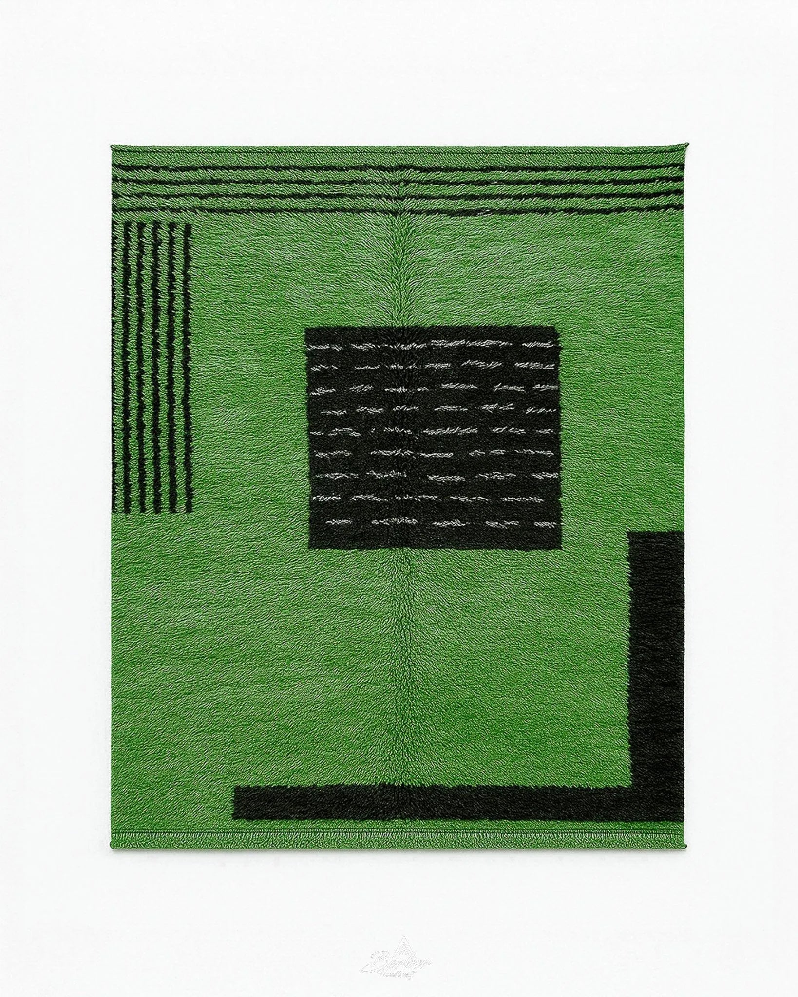 Custom Green Rug 3 X 5 Ft | 90 X 150 Cm / With Tassels / Short (0.4” / 1 cm)