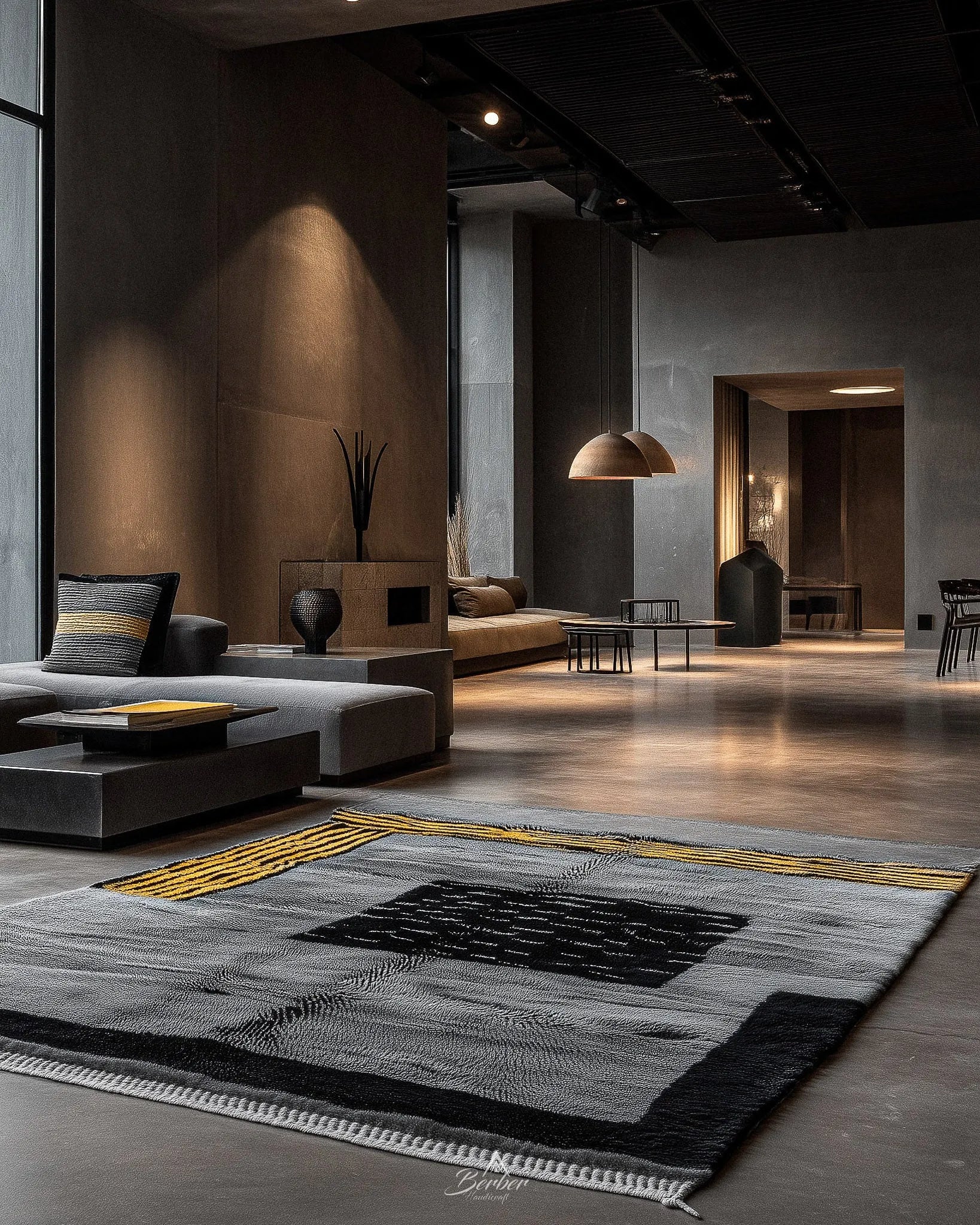 Custom Grey Rug 3 X 5 Ft | 90 X 150 Cm / With Tassels / Short (0.4” / 1 cm)