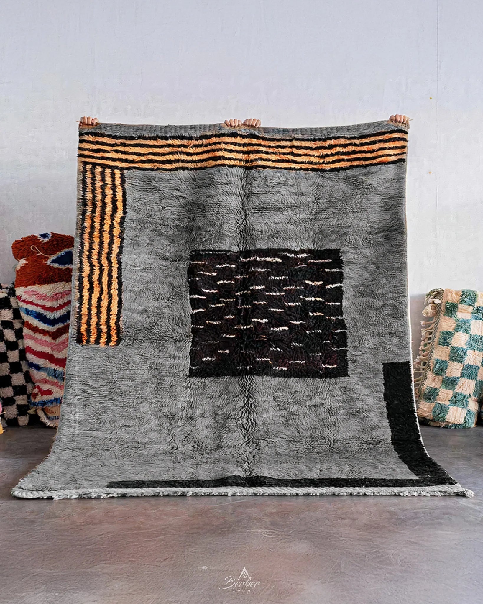 Custom Grey Rug 3 X 5 Ft | 90 X 150 Cm / With Tassels / Short (0.4” / 1 cm)