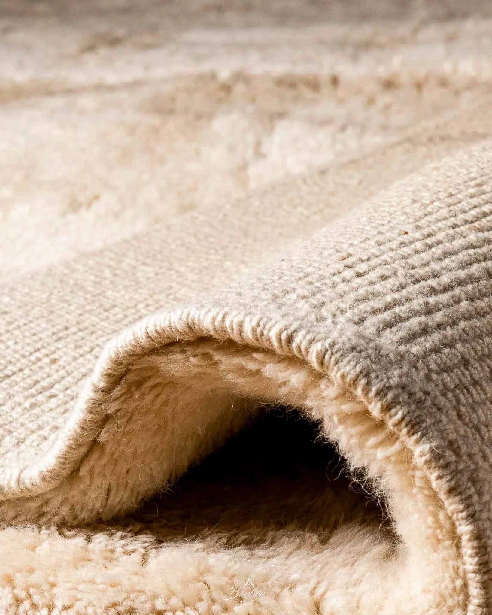 Custom Ivory Berber Rug 3 X 5 Ft | 90 X 150 Cm / With Tassels / Short (0.4” / 1 cm)