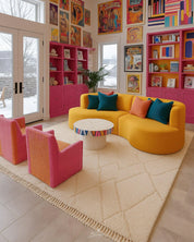 Custom Moroccan Wool Rug 3 X 5 Ft | 90 X 150 Cm / With Tassels / Short (0.4” / 1 cm)