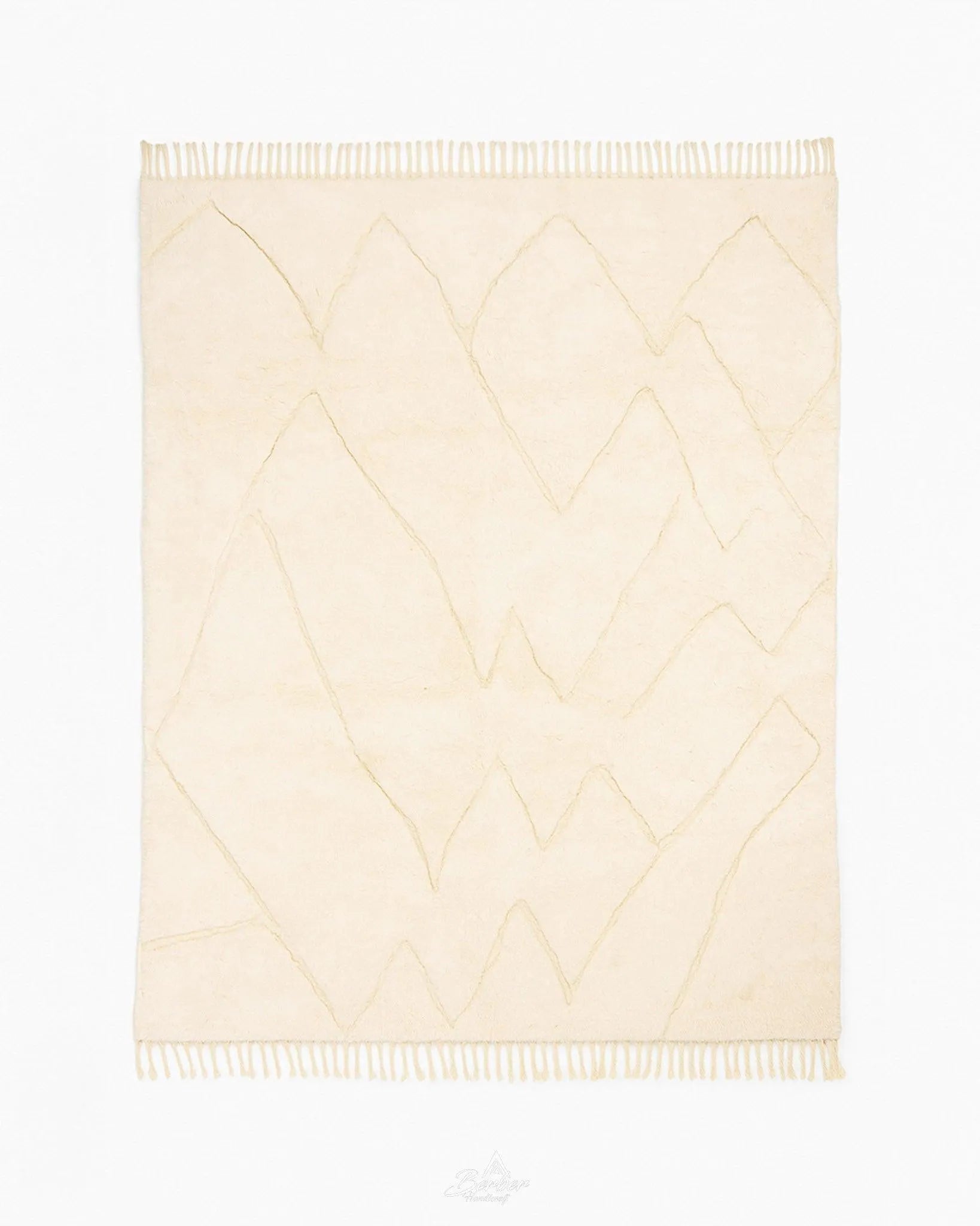 Custom Moroccan Wool Rug 3 X 5 Ft | 90 X 150 Cm / With Tassels / Short (0.4” / 1 cm)