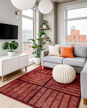 Custom Red Moroccan Rug 3 X 5 Ft | 90 X 150 Cm / With Tassels / Short (0.4” / 1 cm)