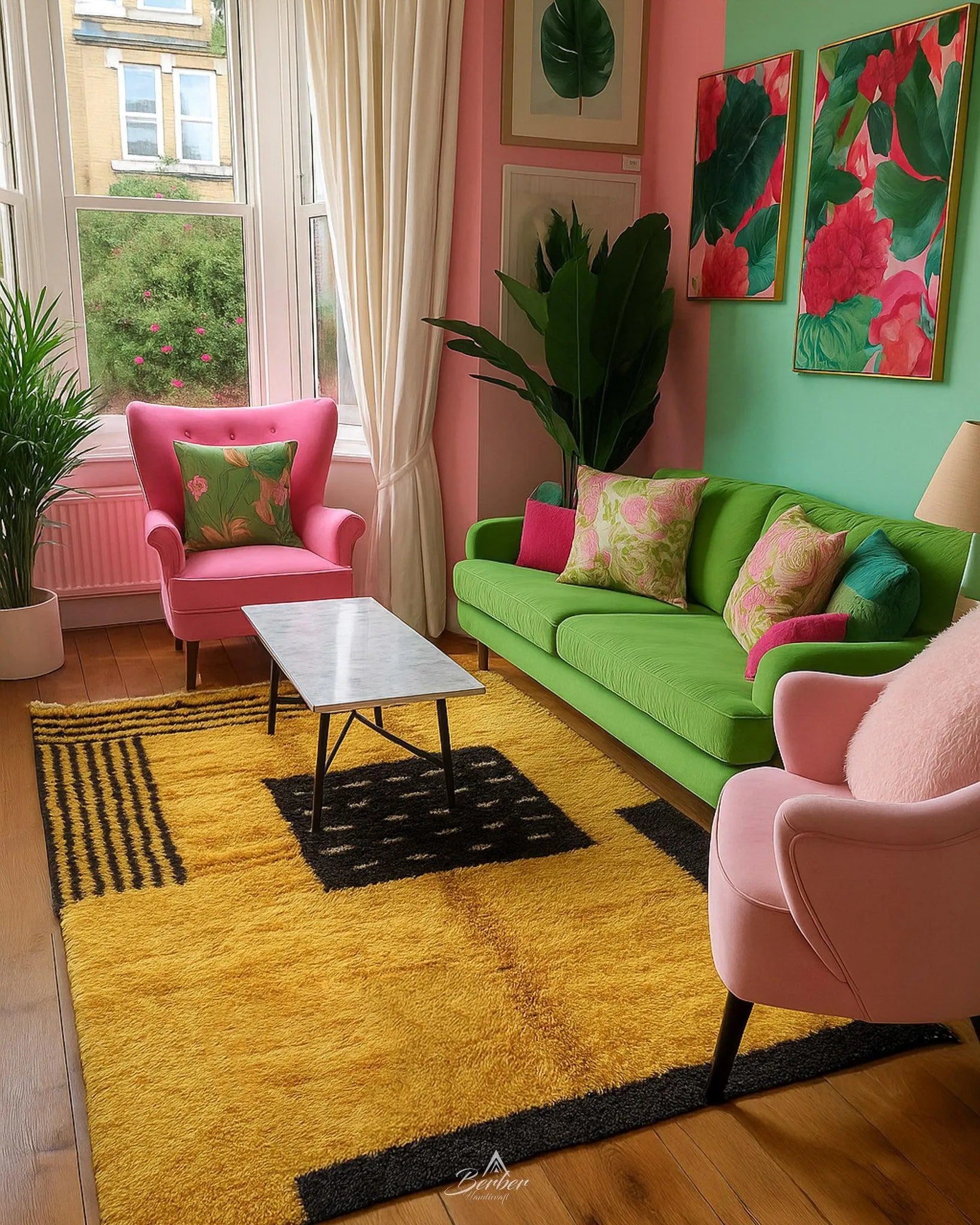 Custom Yellow Rug 3 X 5 Ft | 90 X 150 Cm / With Tassels / Short (0.4” / 1 cm)