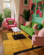 Custom Yellow Rug 3 X 5 Ft | 90 X 150 Cm / With Tassels / Short (0.4” / 1 cm)