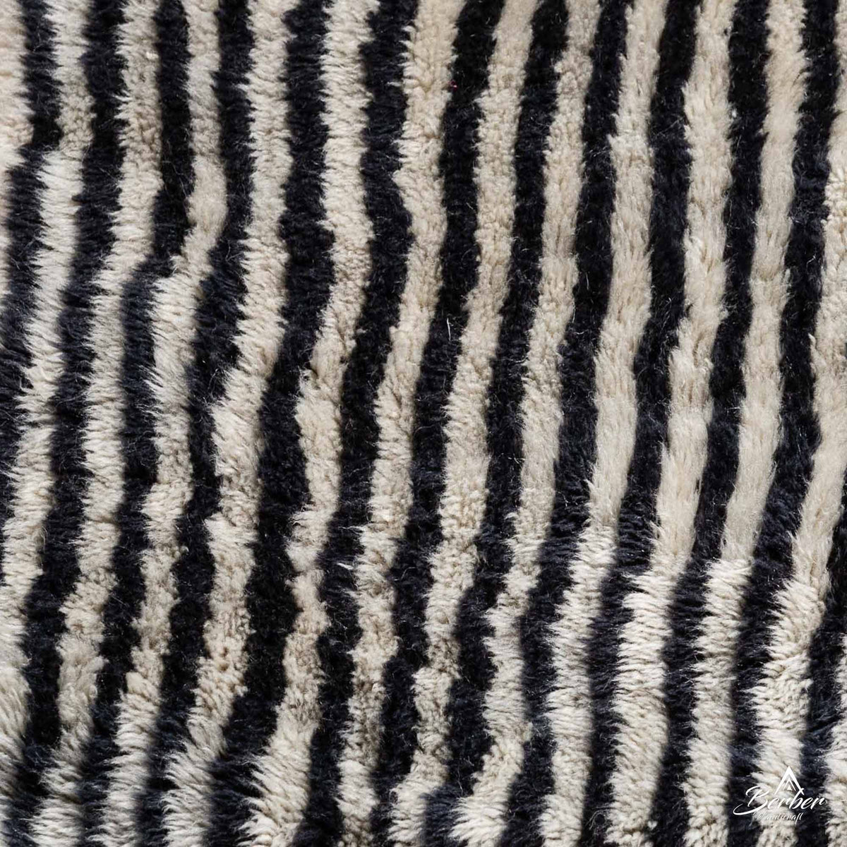 Striped Black Moroccan Rug - Berber Handicraft