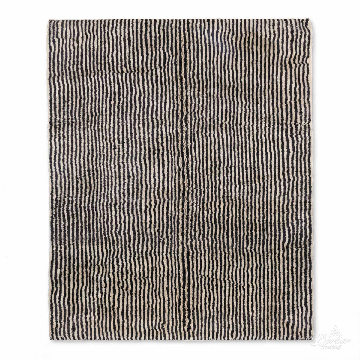 Striped Black Moroccan Rug - Berber Handicraft