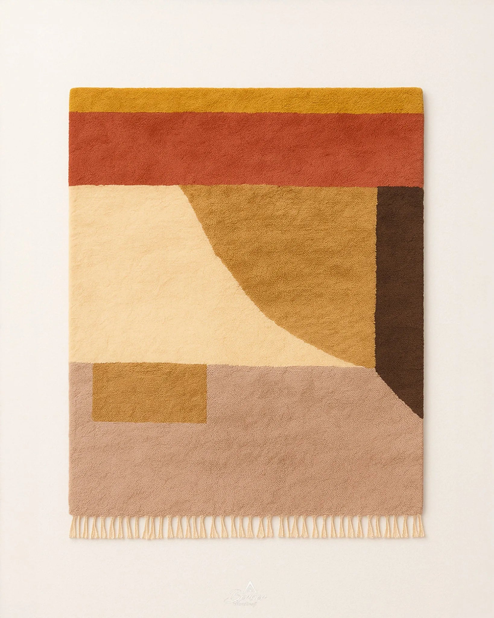 Decorative Brown Berber Rug 3 X 5 Ft | 90 X 150 Cm / With Tassels / Short (0.4” / 1 cm)