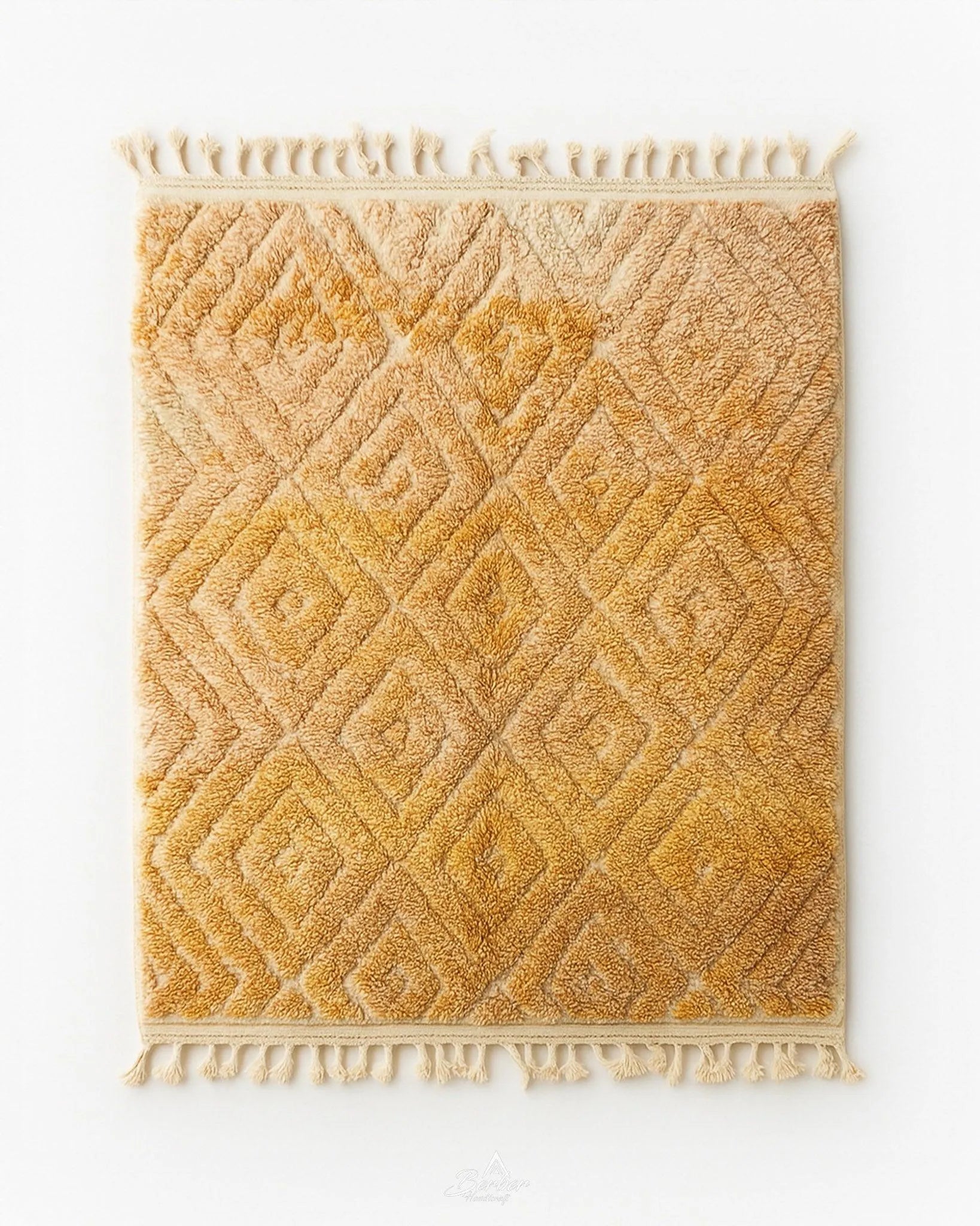 Engraved Brown Area Rug 3 X 5 Ft | 90 X 150 Cm / With Tassels / Short (0.4” / 1 cm)
