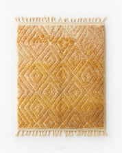 Engraved Brown Area Rug 3 X 5 Ft | 90 X 150 Cm / With Tassels / Short (0.4” / 1 cm)