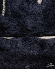 Fluffy Black Moroccan Rug 3 X 5 Ft | 90 X 150 Cm / With Tassels / Short (0.4” / 1 cm)