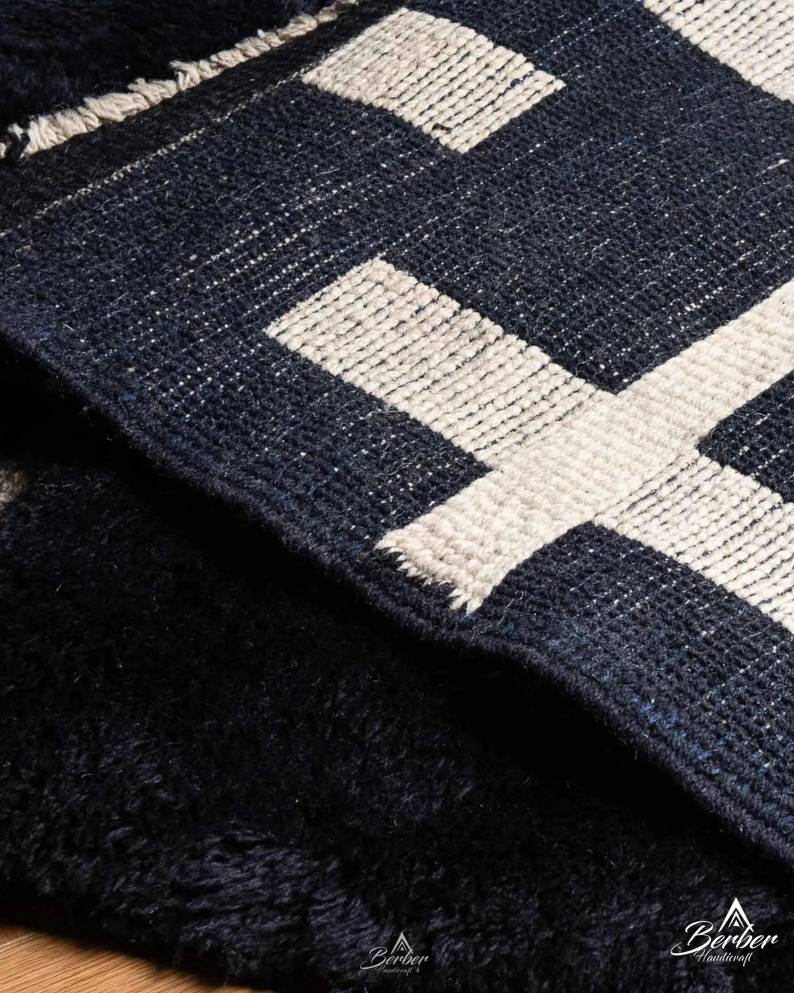 Fluffy Black Moroccan Rug 3 X 5 Ft | 90 X 150 Cm / With Tassels / Short (0.4” / 1 cm)