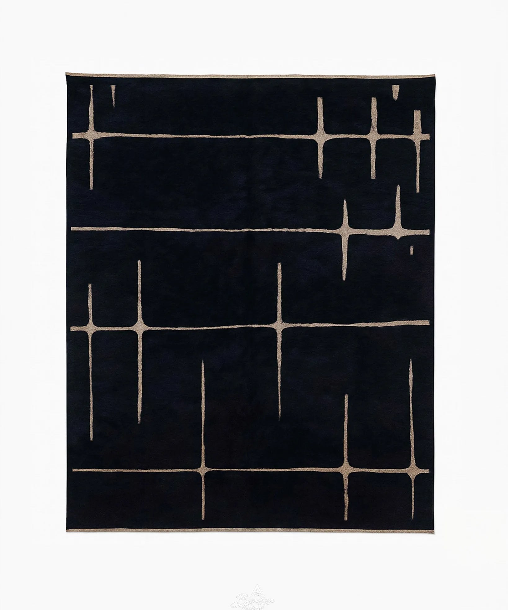 Fluffy Black Moroccan Rug-Berber Handicraft