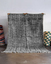 Gray Morrocan Rug 3 X 5 Ft | 90 X 150 Cm / With Tassels / Short (0.4” / 1 cm)