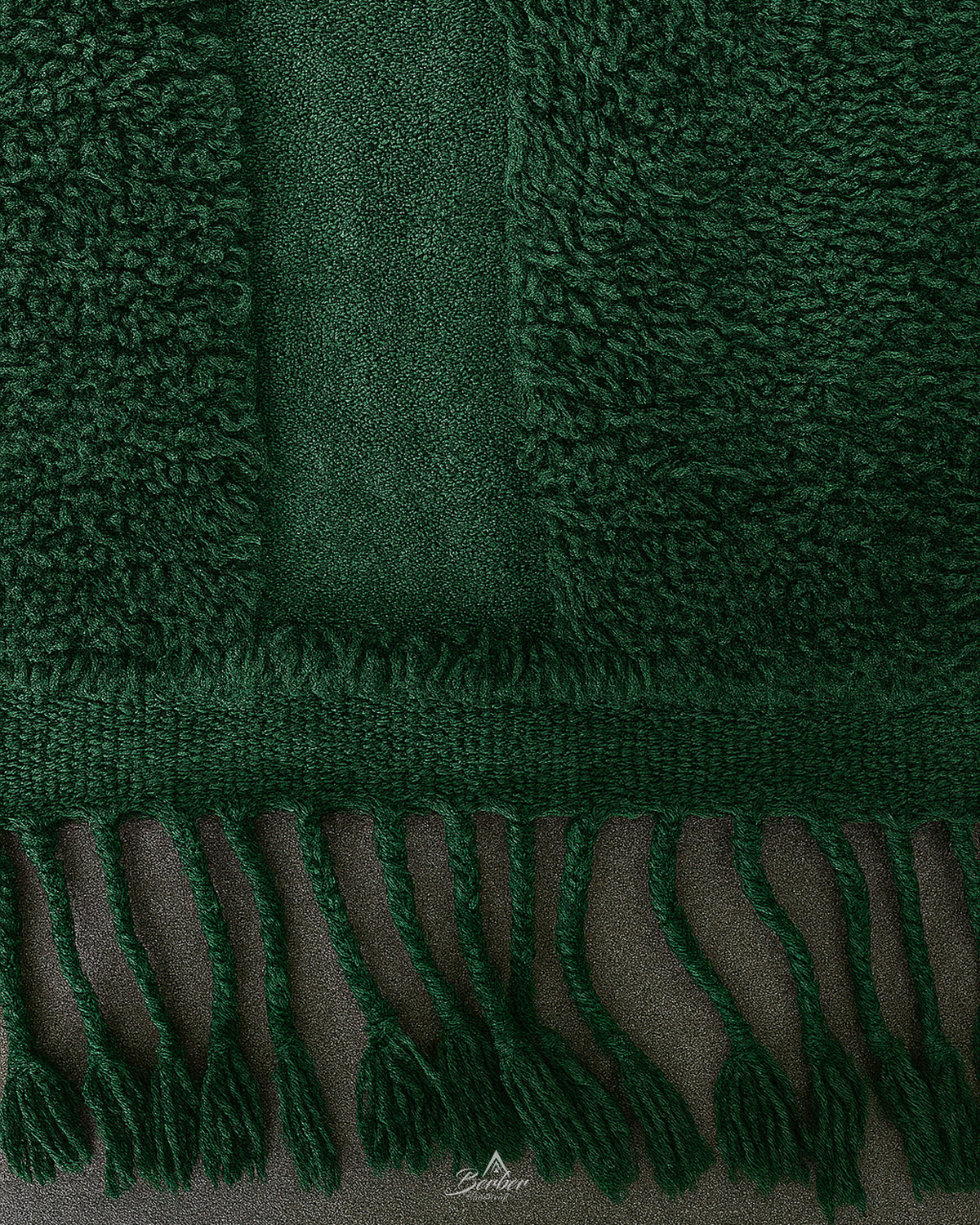 Green Beni Ourain Rug 3 X 5 Ft | 90 X 150 Cm / With Tassels / Short (0.4” / 1 cm)
