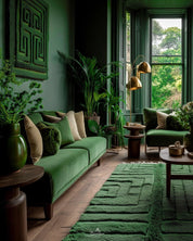 Green Berber Carpet 3 X 5 Ft | 90 X 150 Cm / With Tassels / Short (0.4” / 1 cm)