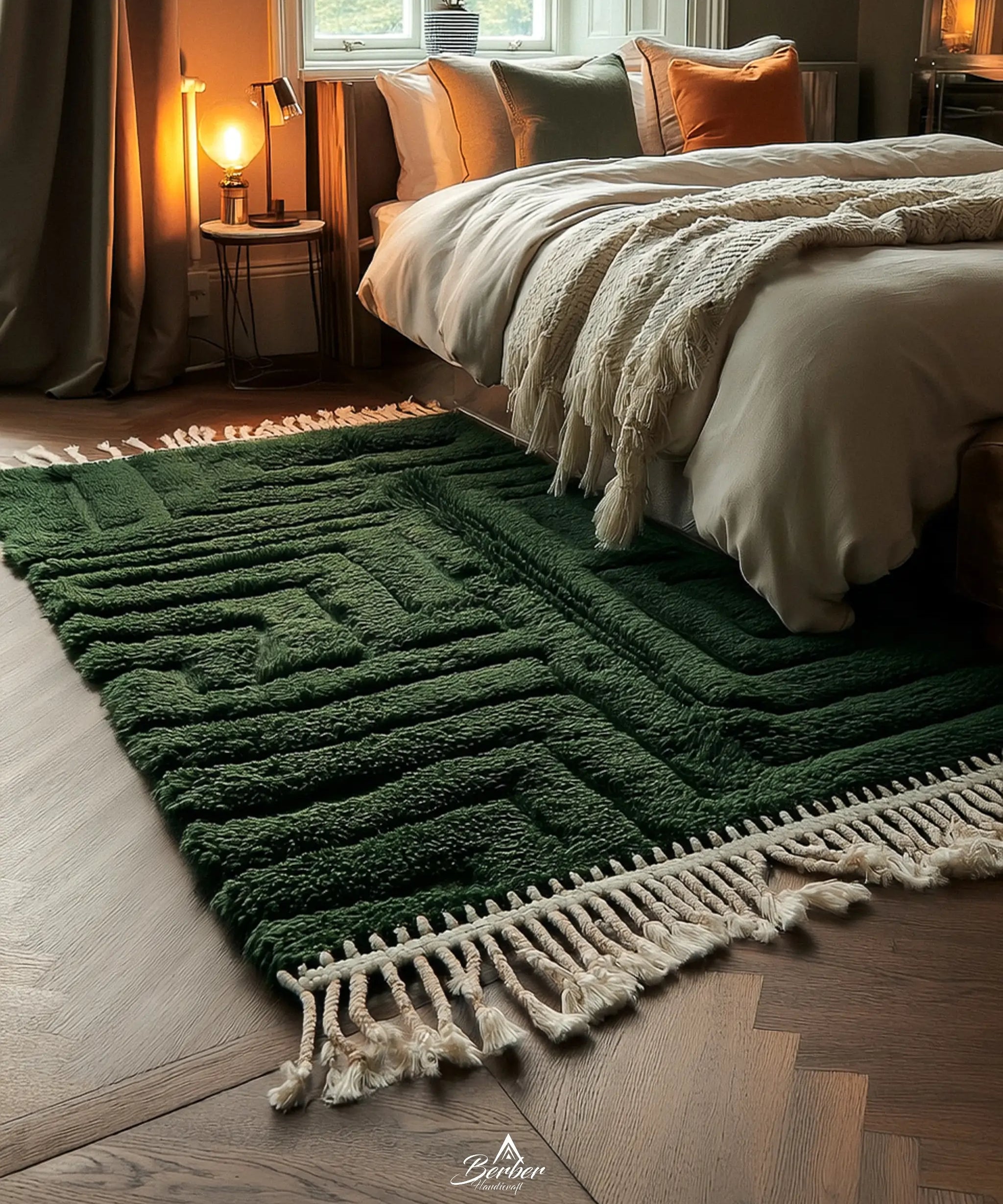 Green Berber Carpet-Berber Handicraft