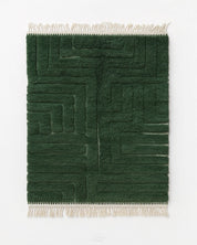 Green Berber Carpet 3 X 5 Ft | 90 X 150 Cm / With Tassels / Short (0.4” / 1 cm)