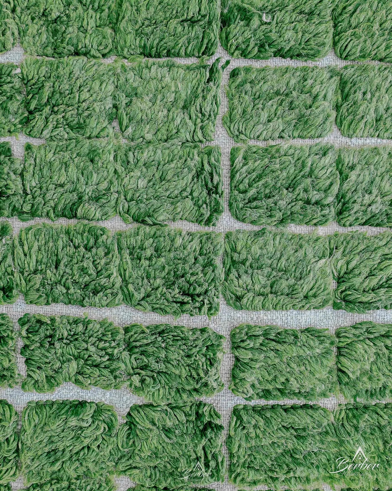 Green Berber Rug 3 X 5 Ft | 90 X 150 Cm / With Tassels / Short (0.4” / 1 cm)