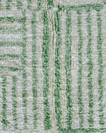 Green Striped Moroccan Rug 3 X 5 Ft | 90 X 150 Cm / With Tassels / Short (0.4” / 1 cm)