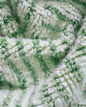 Green Striped Moroccan Rug 3 X 5 Ft | 90 X 150 Cm / With Tassels / Short (0.4” / 1 cm)