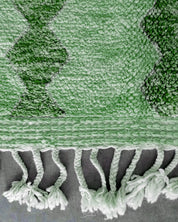 Green Boujaad Carpet 3 X 5 Ft | 90 X 150 Cm / With Tassels / Short (0.4” / 1 cm)