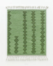 Green Boujaad Carpet 3 X 5 Ft | 90 X 150 Cm / With Tassels / Short (0.4” / 1 cm)