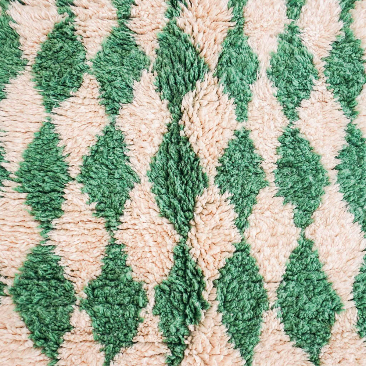 Green Checkered Moroccan Rug - Berber Handicraft