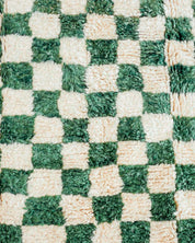 Green Checkered Rug 3 X 5 Ft | 90 X 150 Cm / With Tassels / Short (0.4” / 1 cm)