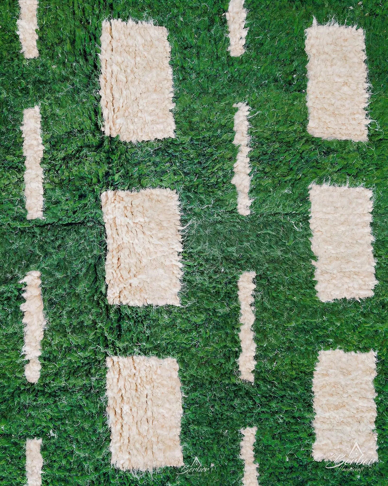 Green Custom Size Rug 3 X 5 Ft | 90 X 150 Cm / With Tassels / Short (0.4” / 1 cm)