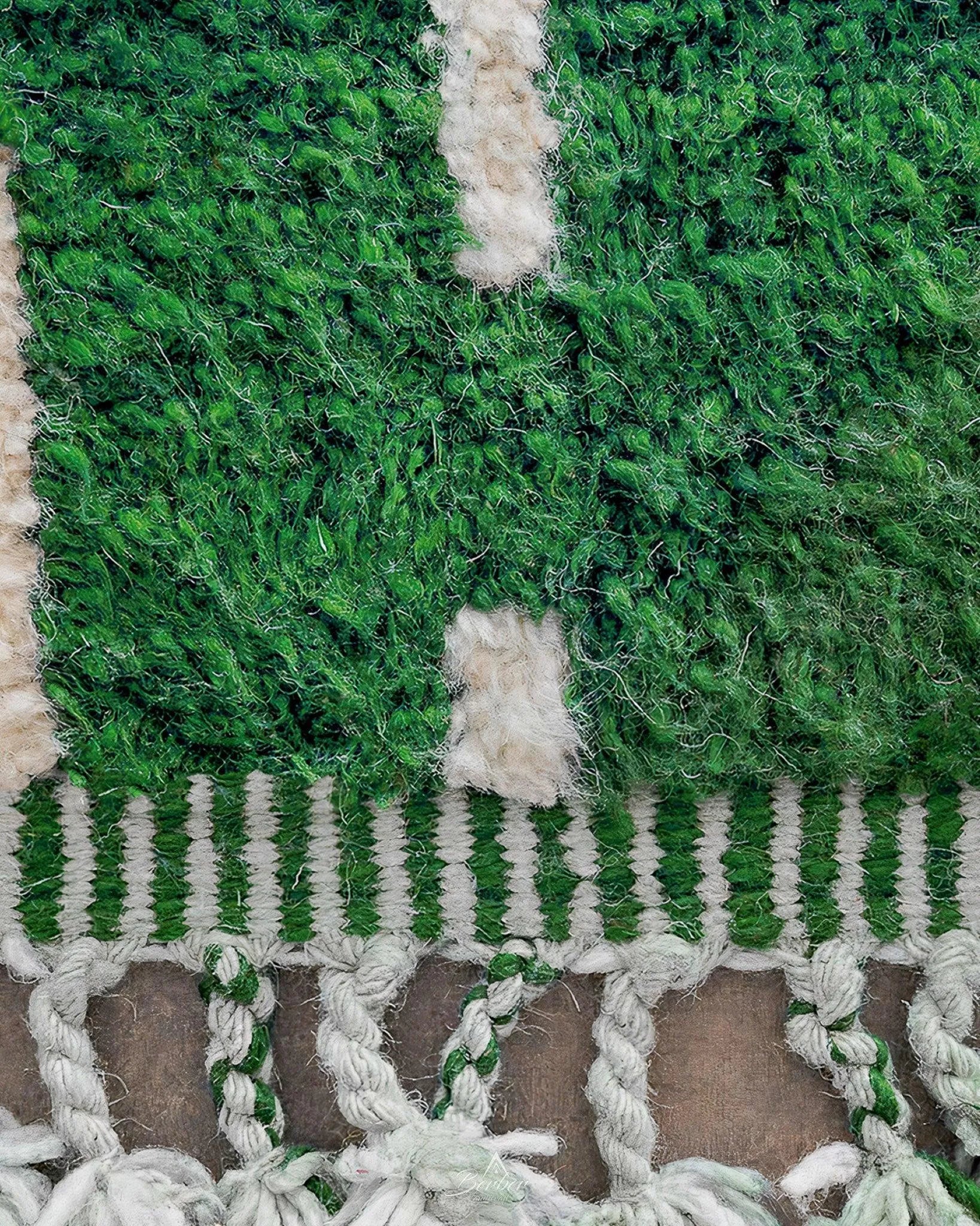 Green Custom Size Rug 3 X 5 Ft | 90 X 150 Cm / With Tassels / Short (0.4” / 1 cm)