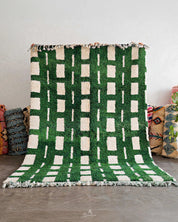 Green Custom Size Rug 3 X 5 Ft | 90 X 150 Cm / With Tassels / Short (0.4” / 1 cm)