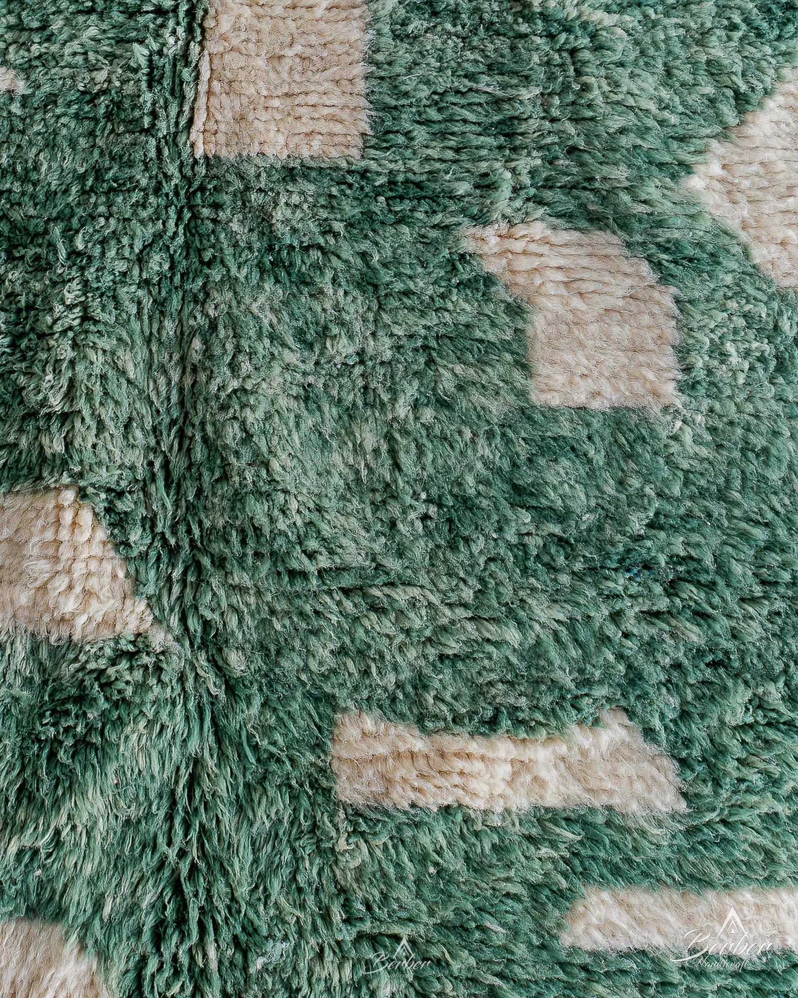 Green Handmade Rug 3 X 5 Ft | 90 X 150 Cm / With Tassels / Short (0.4” / 1 cm)