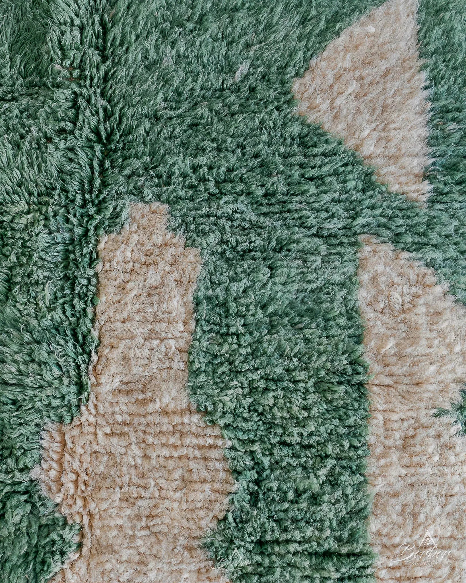 Green Handmade Rug 3 X 5 Ft | 90 X 150 Cm / With Tassels / Short (0.4” / 1 cm)