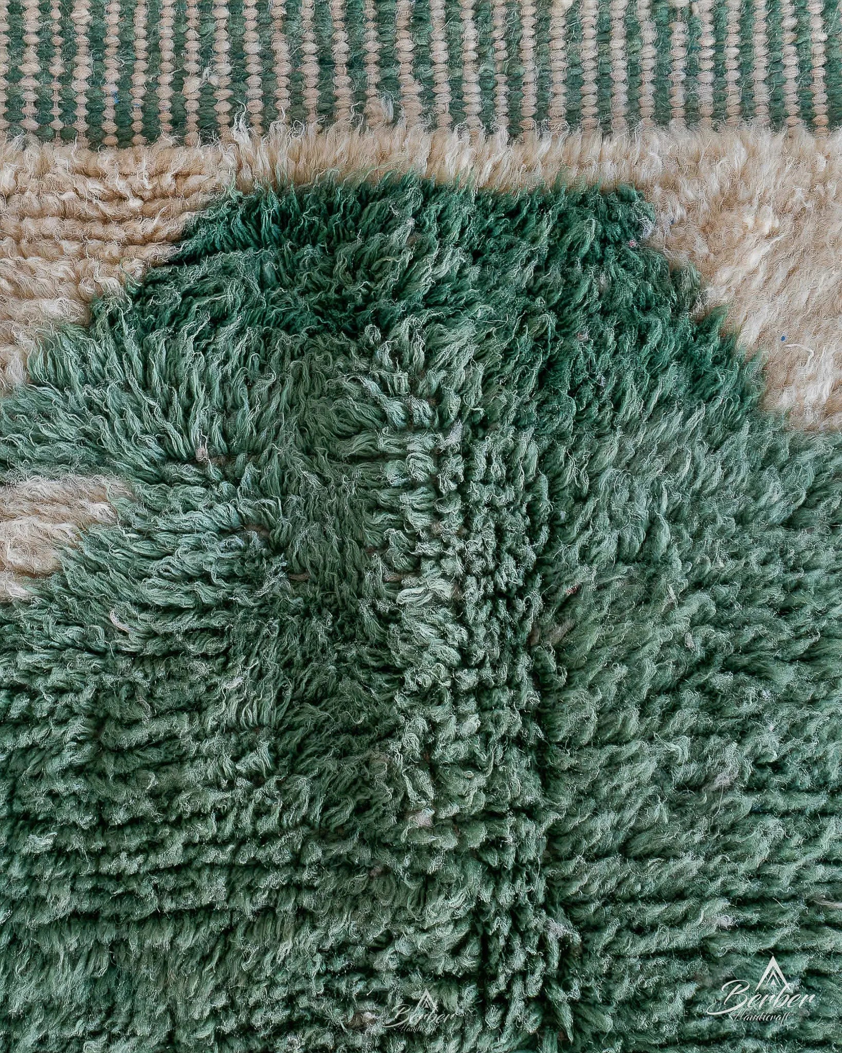 Green Handmade Rug 3 X 5 Ft | 90 X 150 Cm / With Tassels / Short (0.4” / 1 cm)