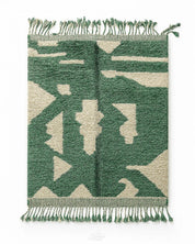 Green Handmade Rug 3 X 5 Ft | 90 X 150 Cm / With Tassels / Short (0.4” / 1 cm)