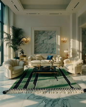 Green Handwoven Rug-Berber Handicraft