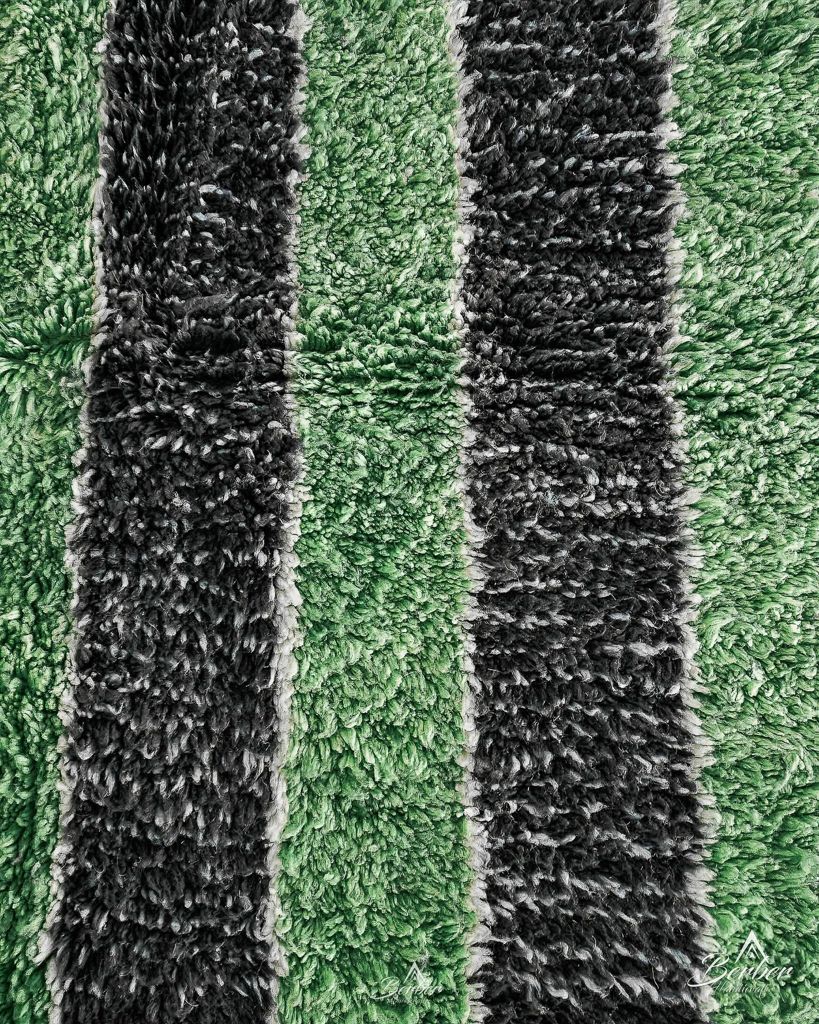 Green Handwoven Rug-Berber Handicraft
