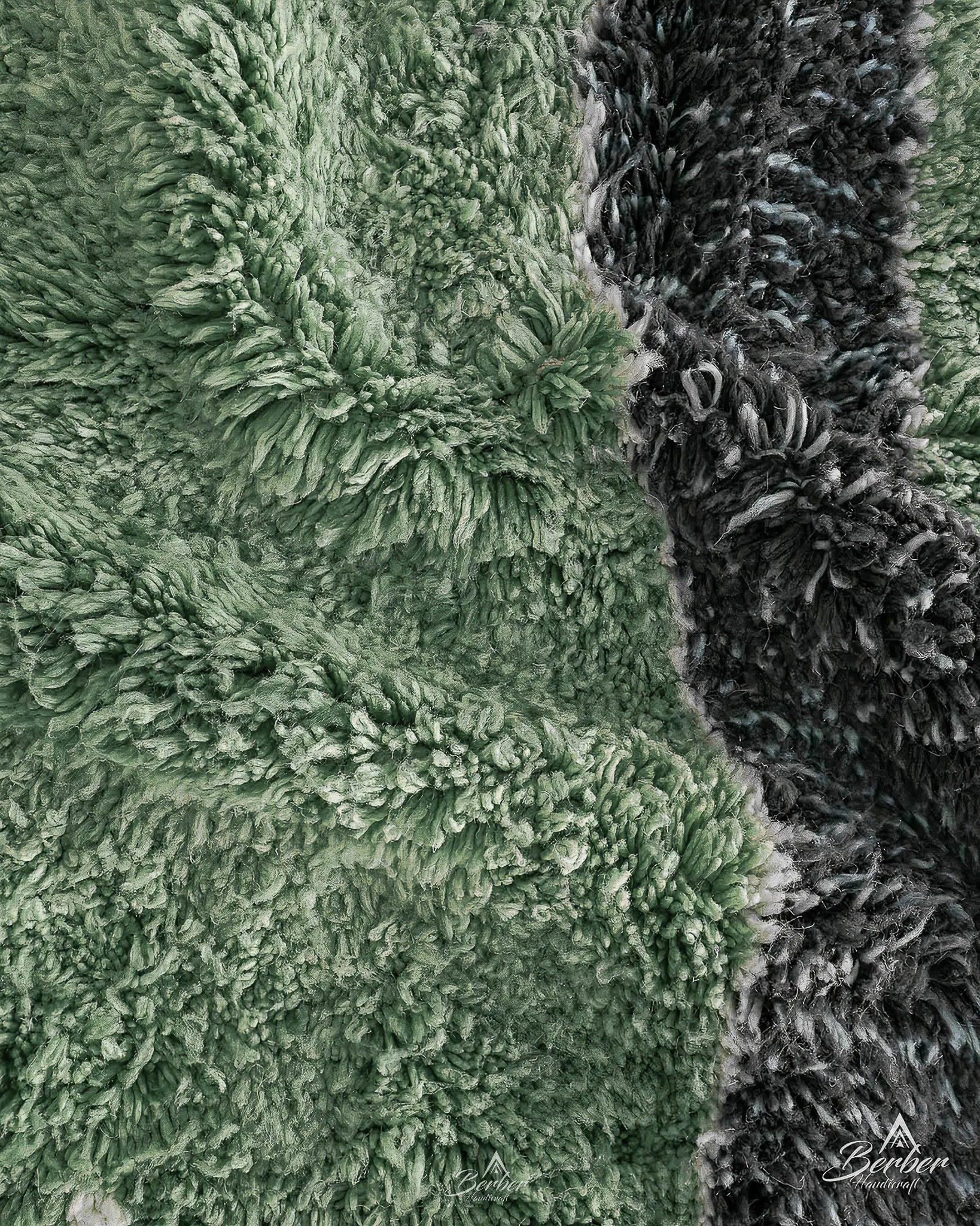 Green Handwoven Rug-Berber Handicraft