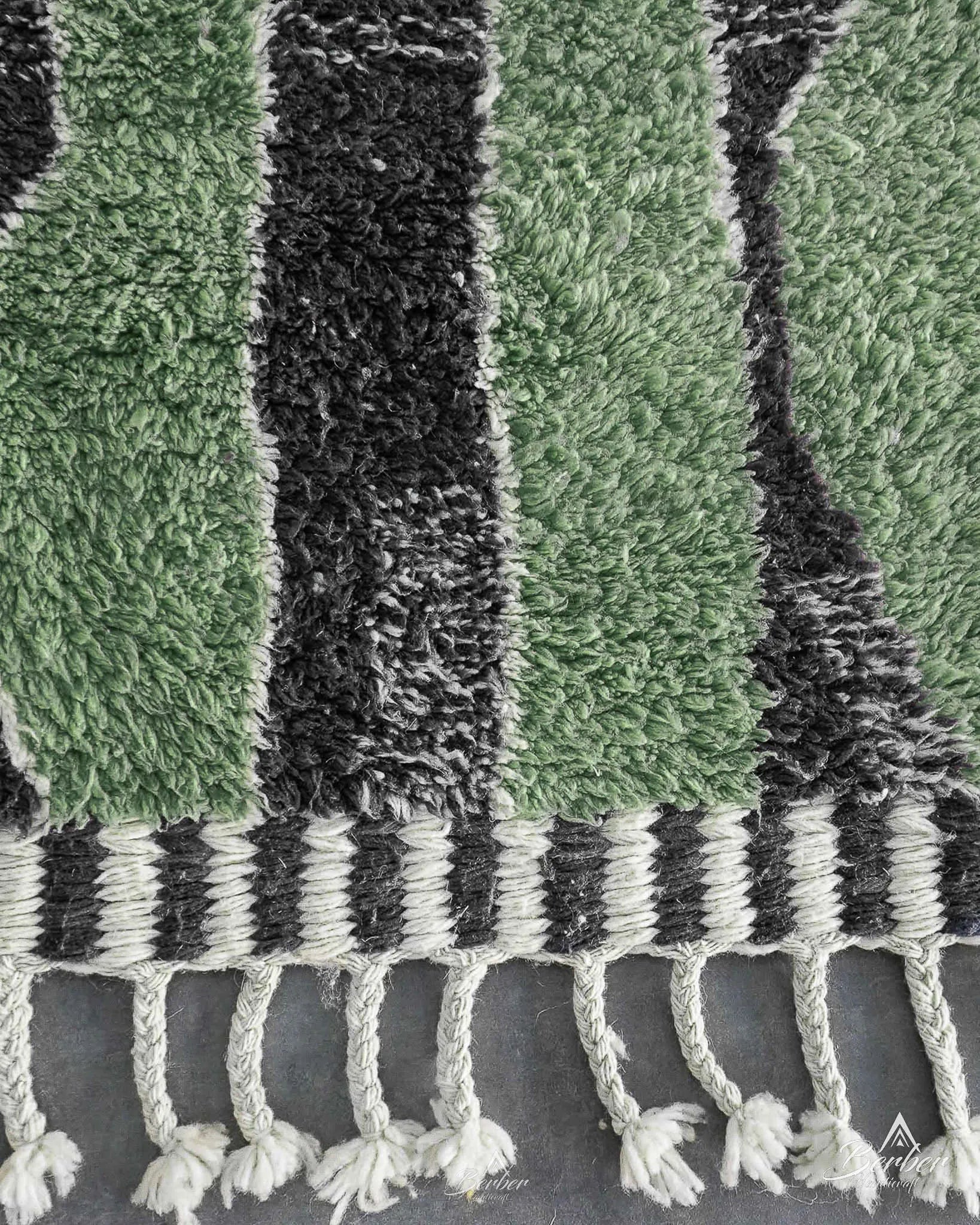Green Handwoven Rug-Berber Handicraft