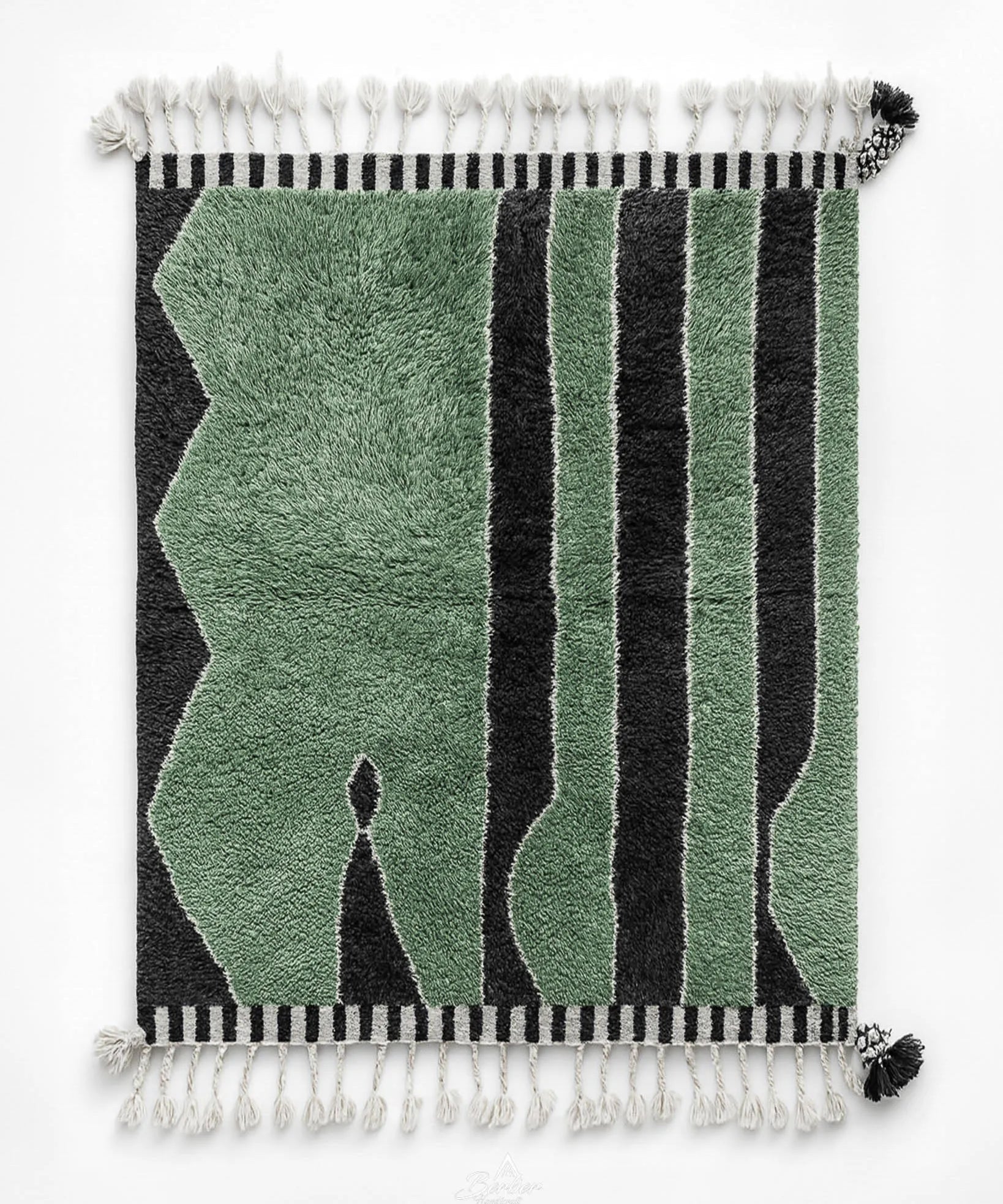 Green Handwoven Rug-Berber Handicraft