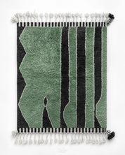 Green Handwoven Rug-Berber Handicraft
